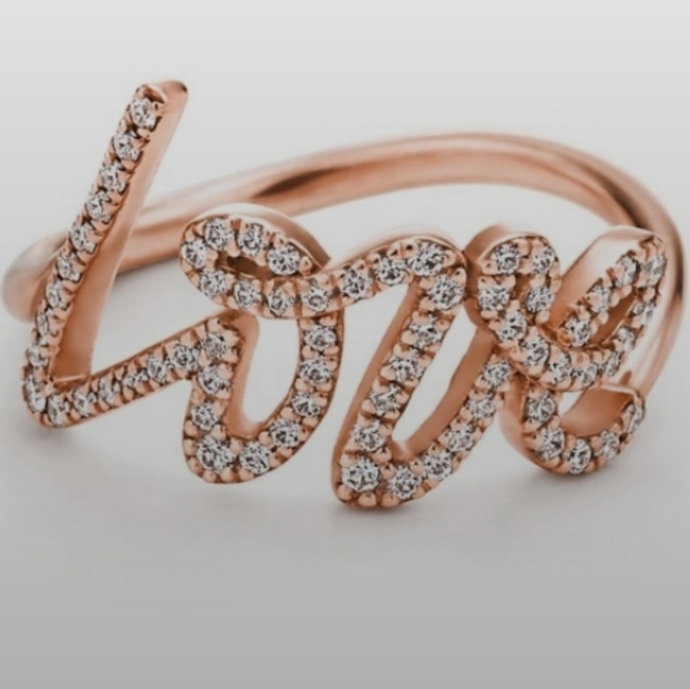 NIB Cursive Diamond Love Ring